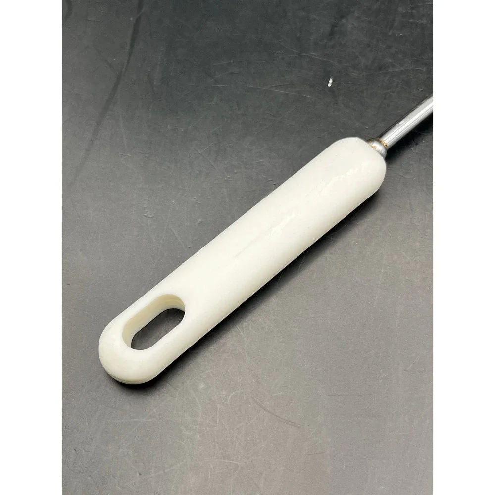 Vtg White Beige Slotted Spatula White‎ Handle Kitchen Utensil Kitchenware Retro